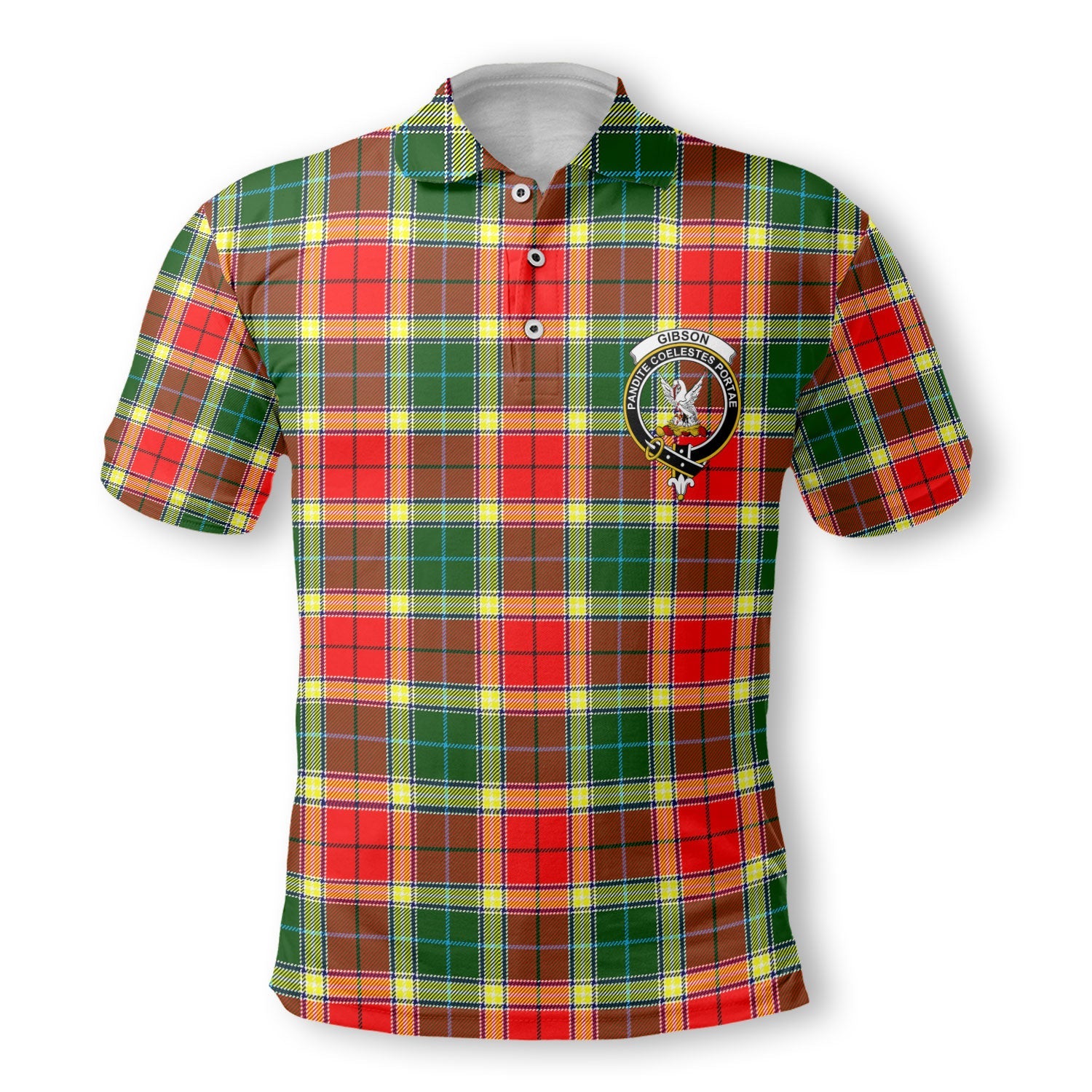 Clan Gibson Tartan Golf Men Polo Shirt Crest And Plaid Basic Style