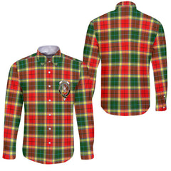 Clan Gibson Tartan Long Sleeve Button Shirt Crest And Plaid Basic Style