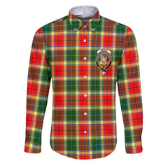 Clan Gibson Tartan Long Sleeve Button Shirt Crest And Plaid Basic Style
