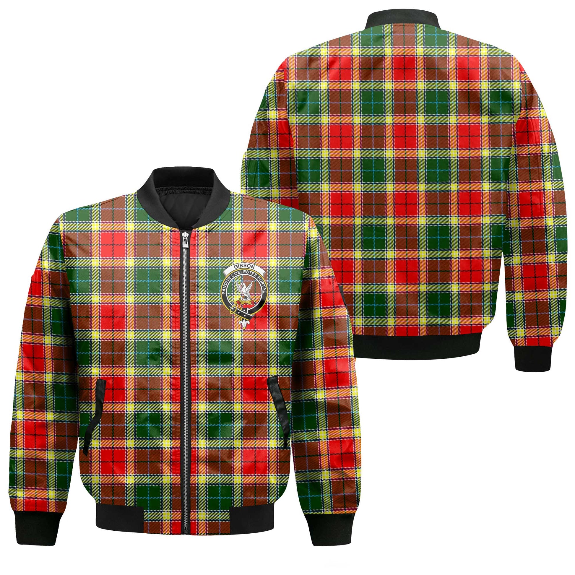 Clan Gibson Tartan Men Bomber Jacket Crest And Plaid Basic Style