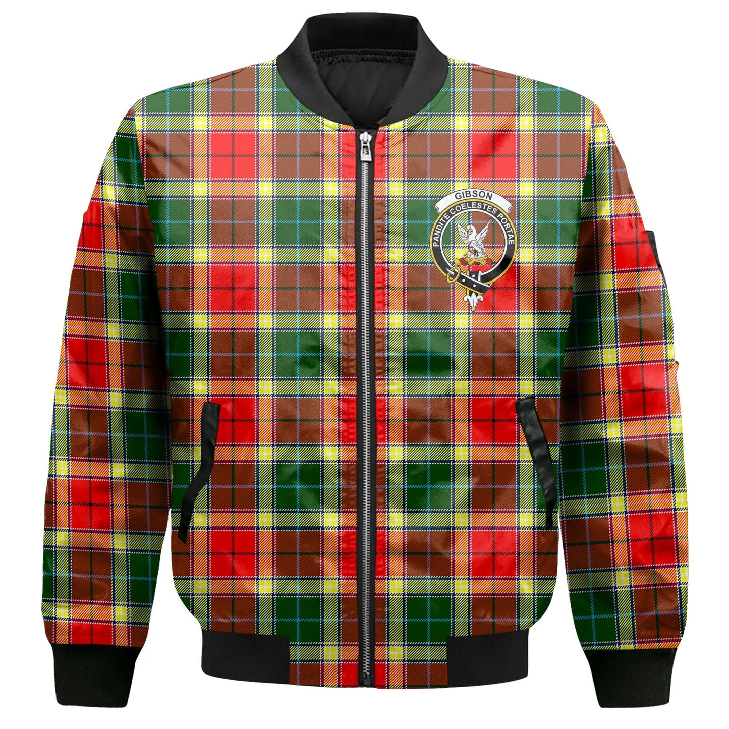 Clan Gibson Tartan Men Bomber Jacket Crest And Plaid Basic Style