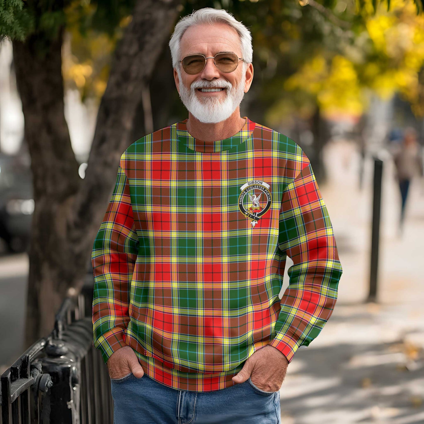 Clan Gibson Tartan Men Sweatshirt Crest And Plaid Basic Style