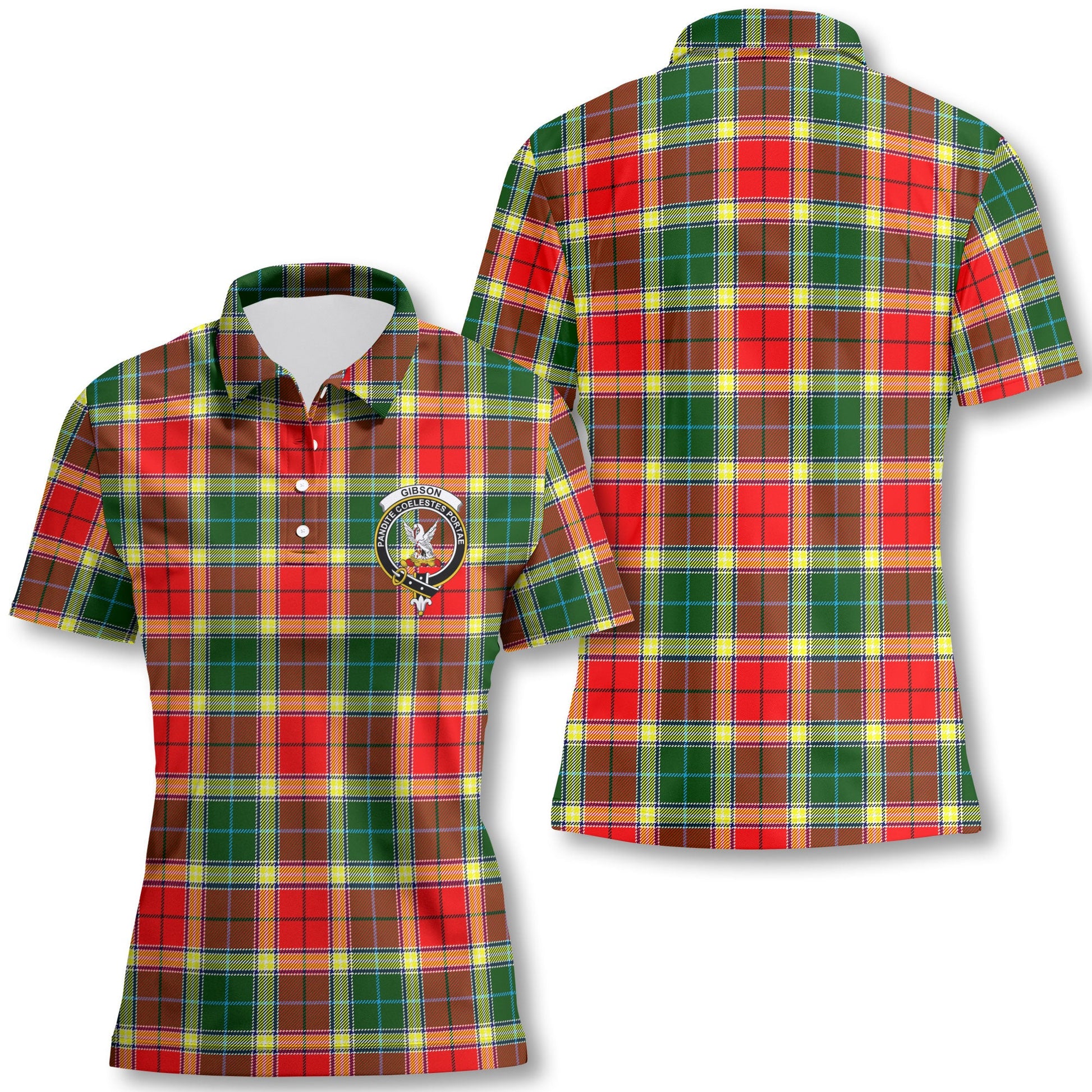 Clan Gibson Tartan Women Polo Shirt Crest And Plaid Basic Style