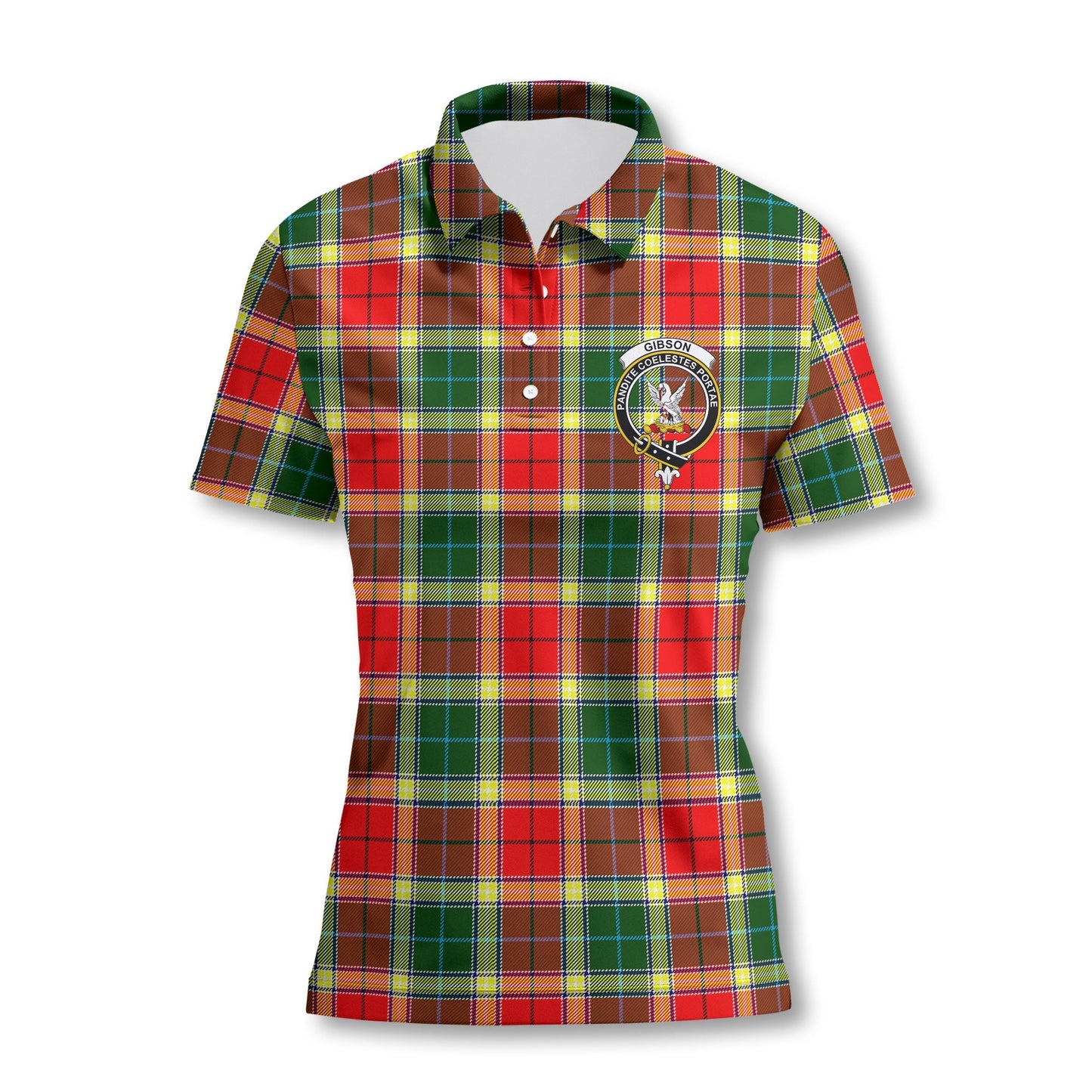 Clan Gibson Tartan Women Polo Shirt Crest And Plaid Basic Style