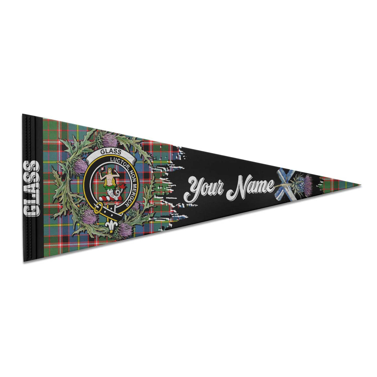 Clan Glass Tartan Felt Pennant Crest And Plaid Basic Style