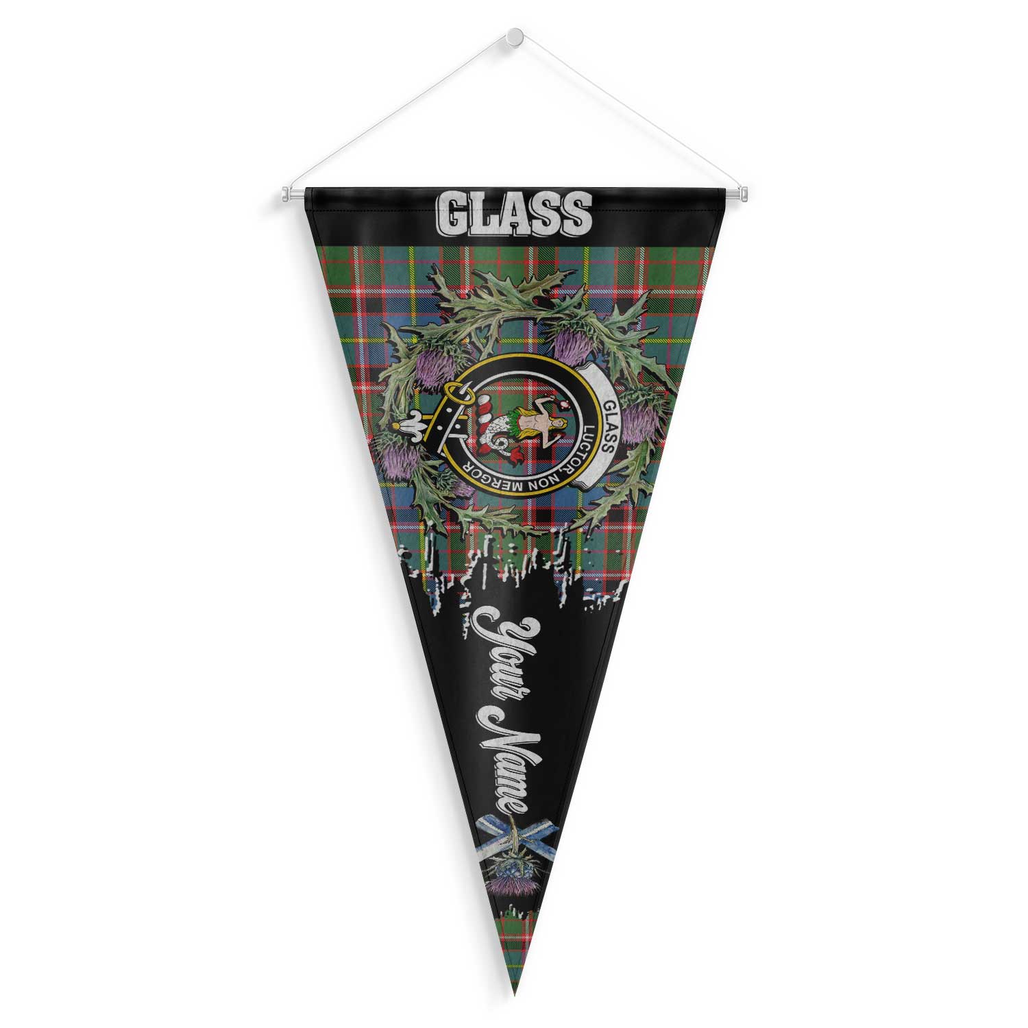 Clan Glass Tartan Felt Pennant Crest And Plaid Basic Style