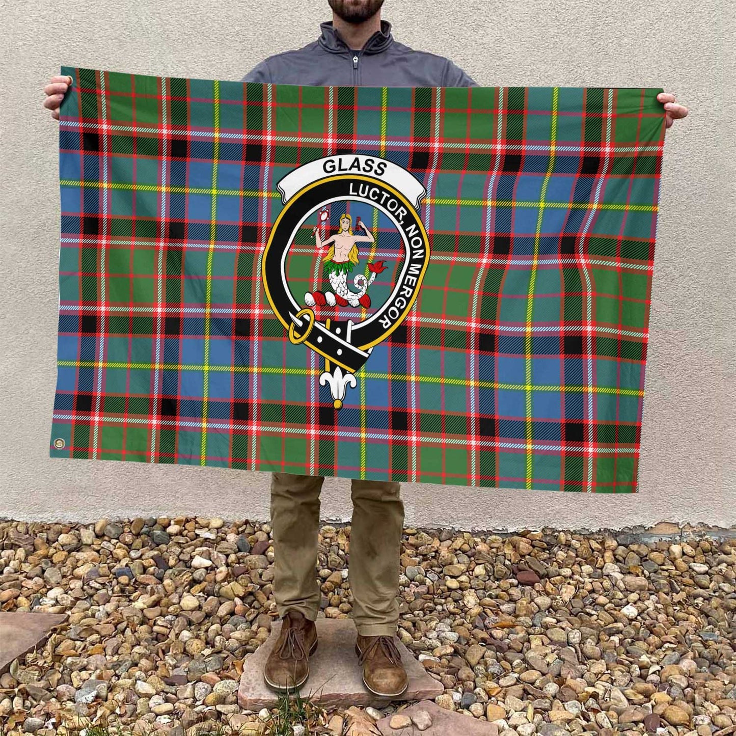 Clan Glass Tartan Flag Crest And Plaid Basic Style