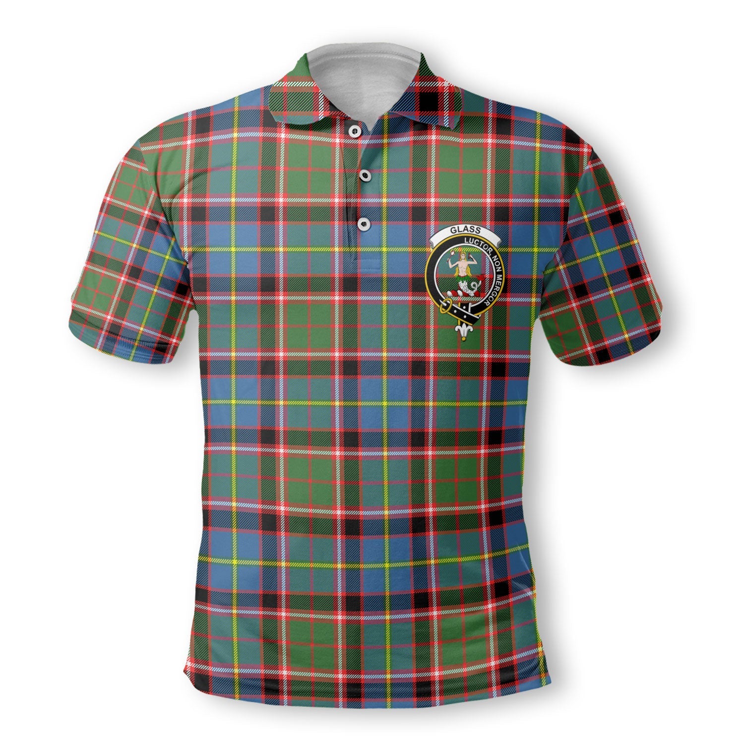 Clan Glass Tartan Golf Men Polo Shirt Crest And Plaid Basic Style