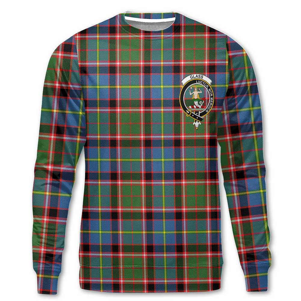 Clan Glass Tartan Men Sweatshirt Crest And Plaid Basic Style