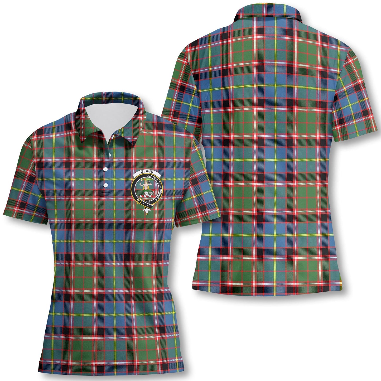 Clan Glass Tartan Women Polo Shirt Crest And Plaid Basic Style