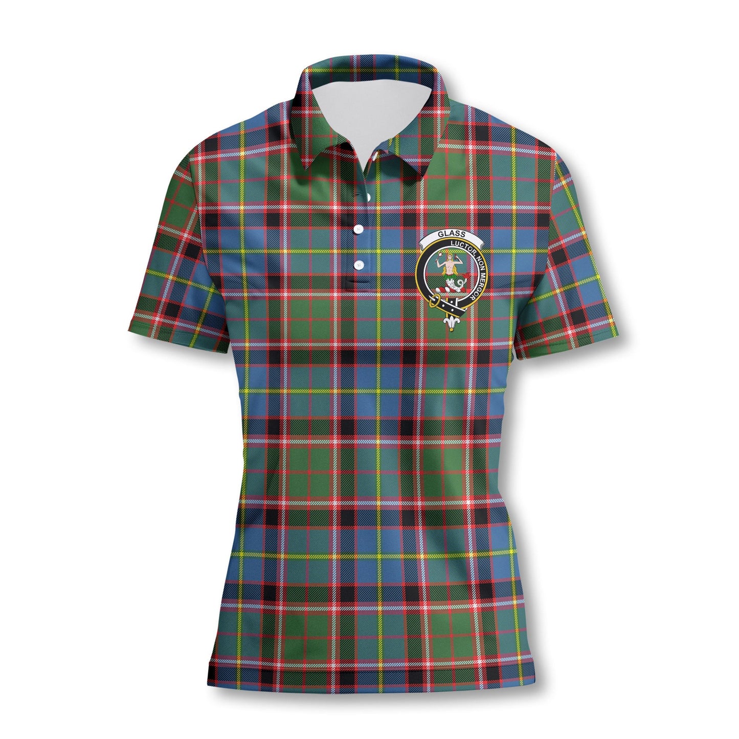 Clan Glass Tartan Women Polo Shirt Crest And Plaid Basic Style