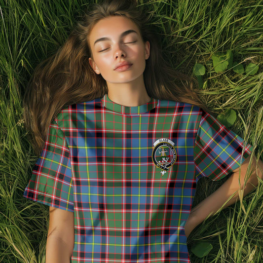 Clan Glass Tartan Women T Shirt Crest And Plaid Basic Style