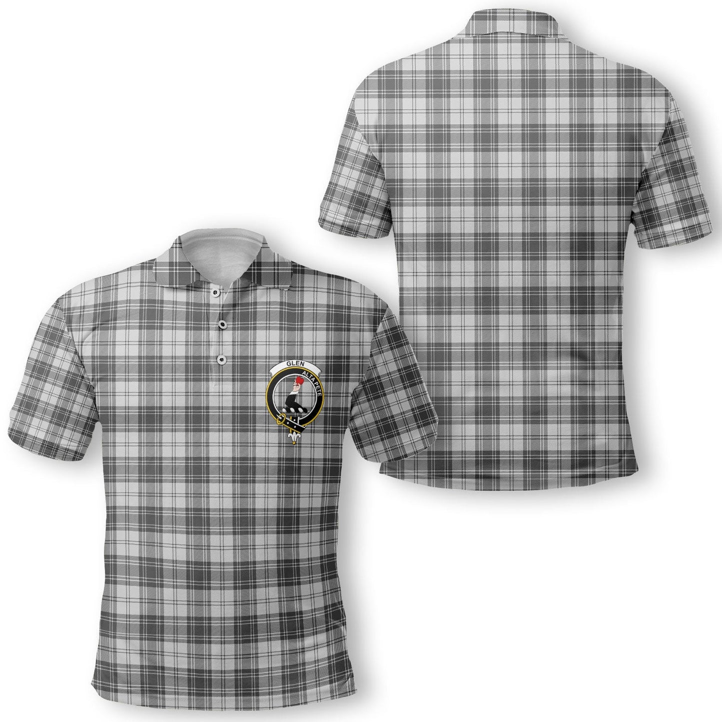 Clan Glen Tartan Golf Men Polo Shirt Crest And Plaid Basic Style