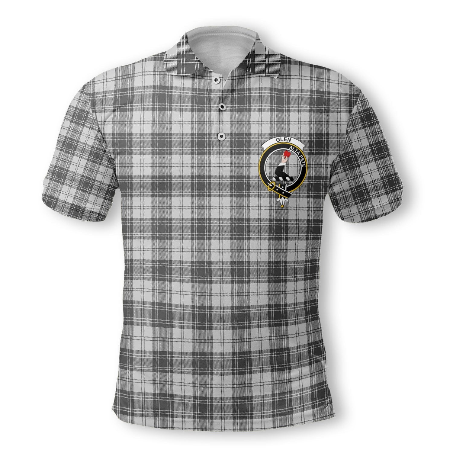 Clan Glen Tartan Golf Men Polo Shirt Crest And Plaid Basic Style