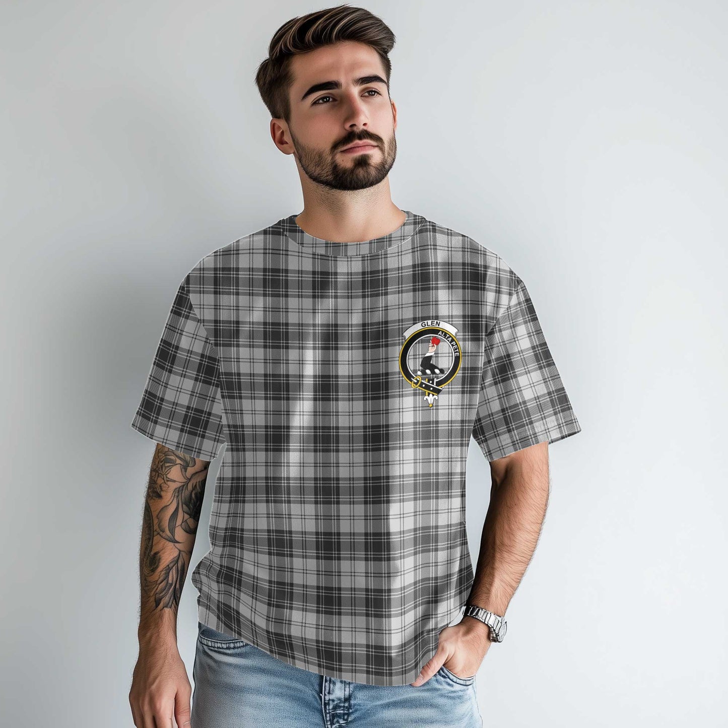 Clan Glen Tartan Men T Shirt Crest And Plaid Basic Style