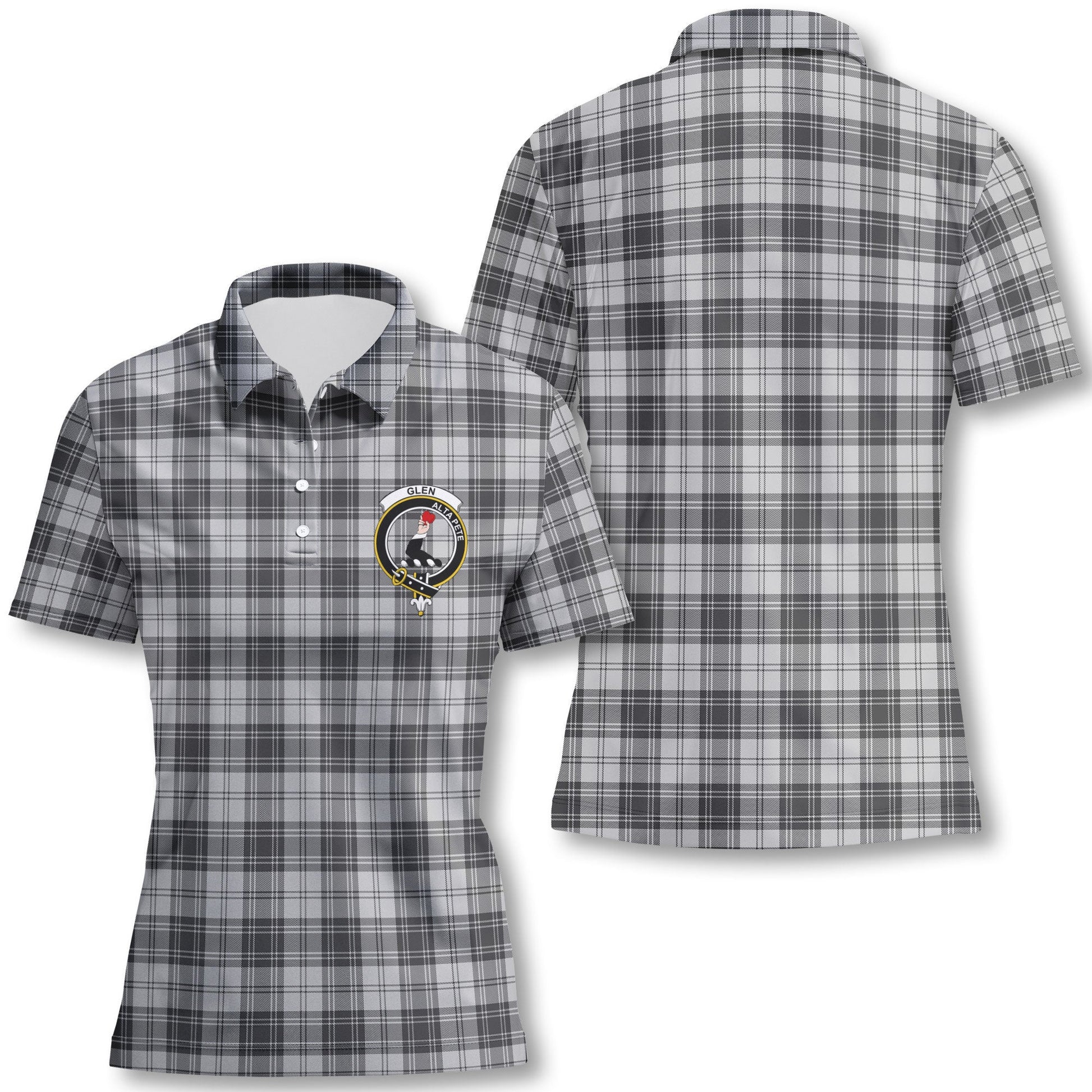 Clan Glen Tartan Women Polo Shirt Crest And Plaid Basic Style