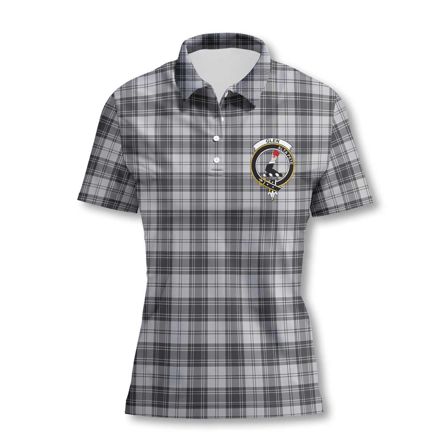 Clan Glen Tartan Women Polo Shirt Crest And Plaid Basic Style