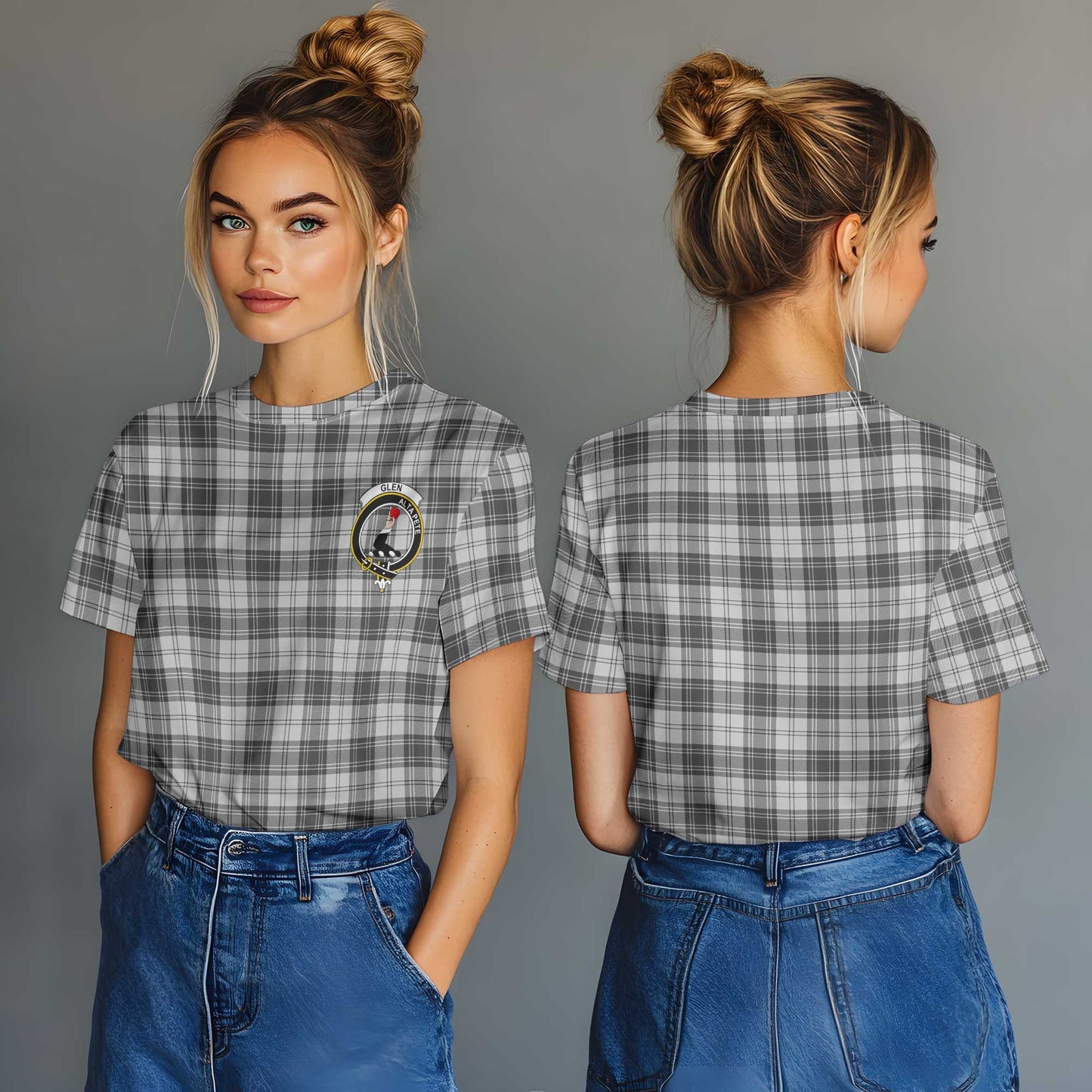 Clan Glen Tartan Women T Shirt Crest And Plaid Basic Style