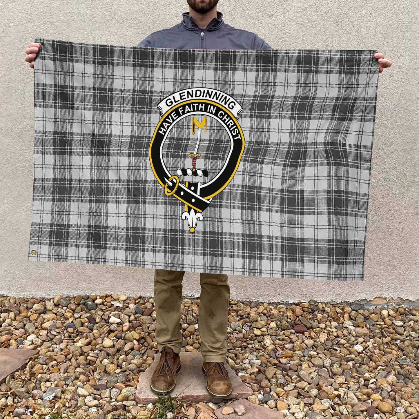 Clan Glendinning Tartan Flag Crest And Plaid Basic Style