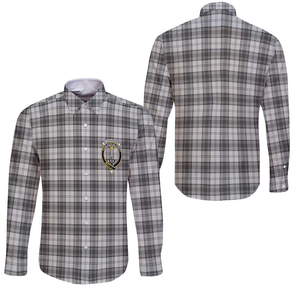 Clan Glendinning Tartan Long Sleeve Button Shirt Crest And Plaid Basic Style