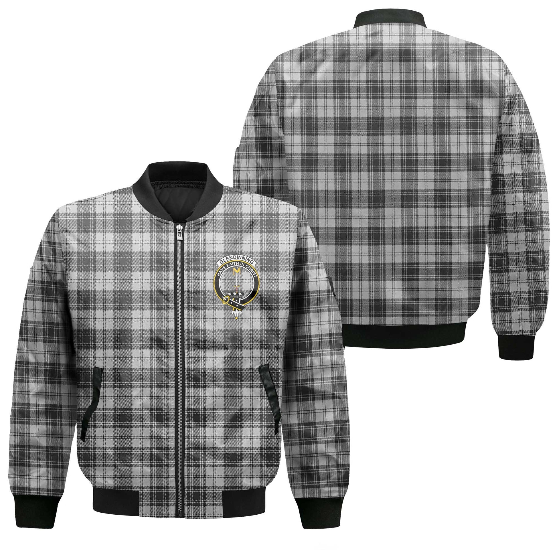 Clan Glendinning Tartan Women Bomber Jacket Crest And Plaid Basic Style