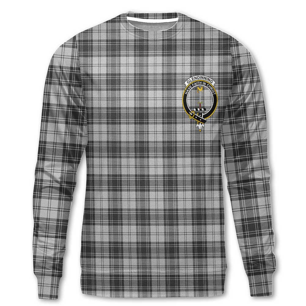 Clan Glendinning Tartan Women Sweatshirt Crest And Plaid Basic Style