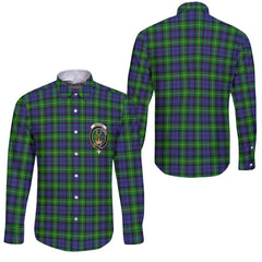 Clan Gordon Tartan Long Sleeve Button Shirt Crest And Plaid Basic Style