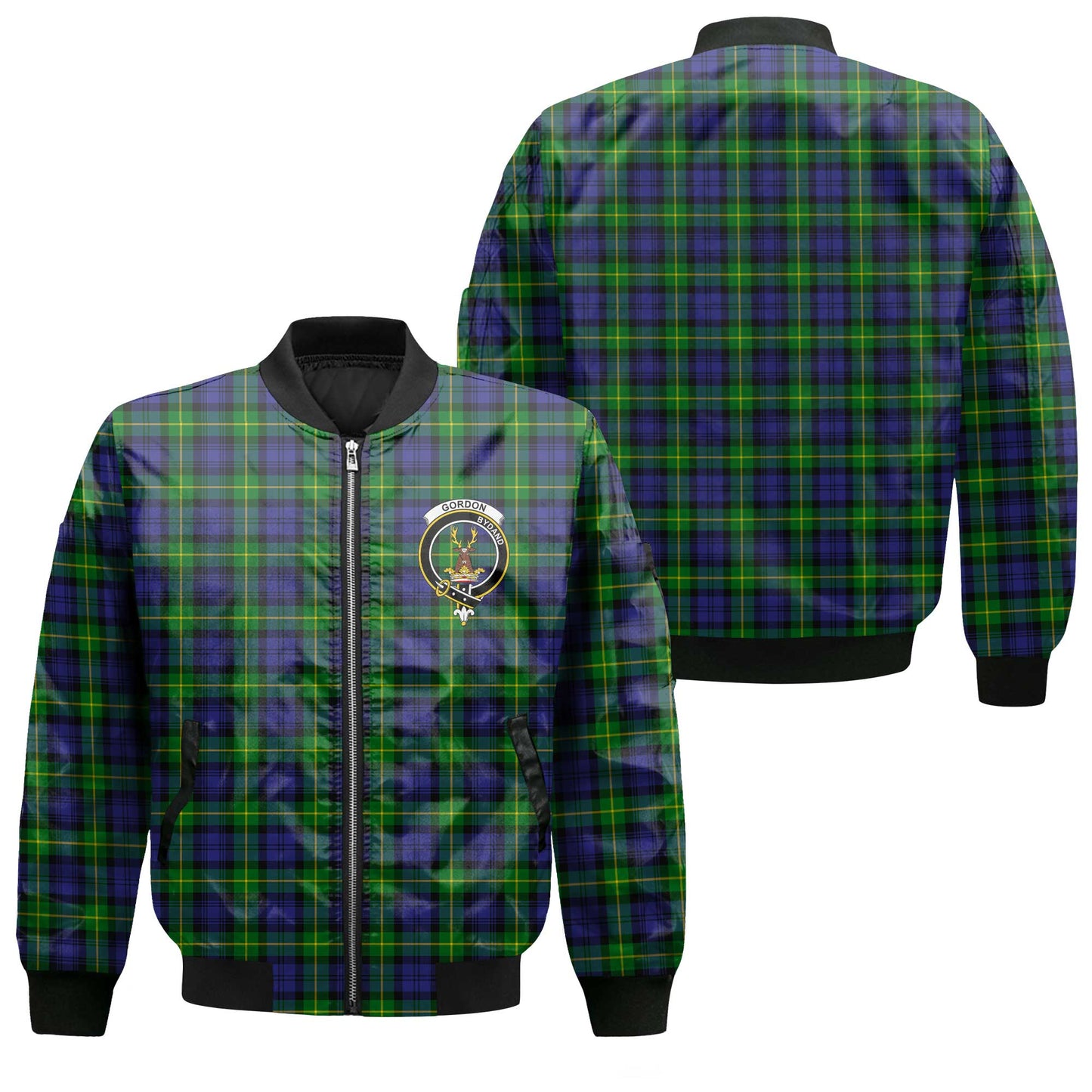 Clan Gordon Tartan Men Bomber Jacket Crest And Plaid Basic Style