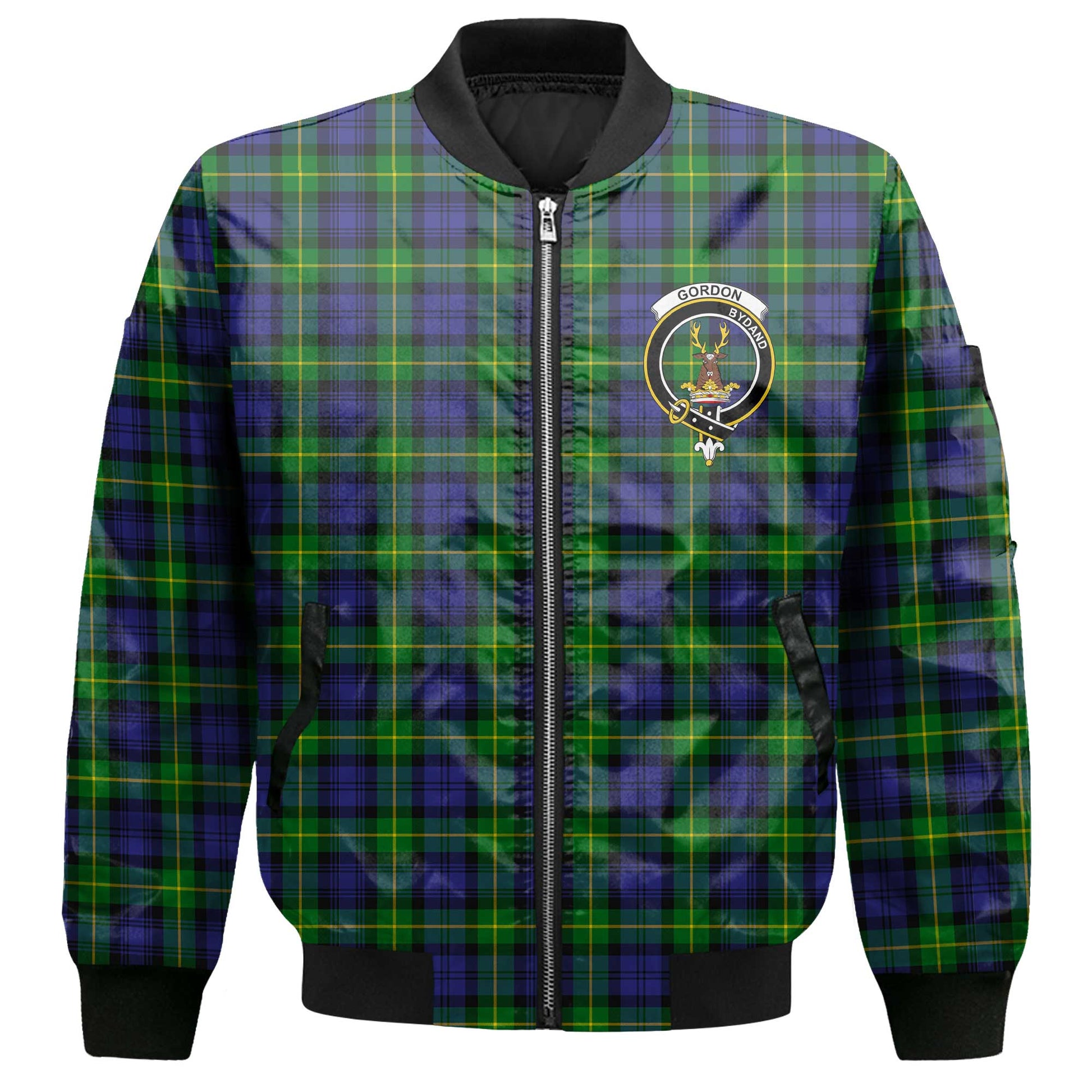 Clan Gordon Tartan Men Bomber Jacket Crest And Plaid Basic Style