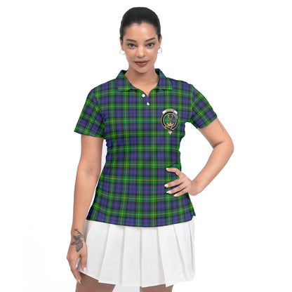 Clan Gordon Tartan Women Polo Shirt Crest And Plaid Basic Style