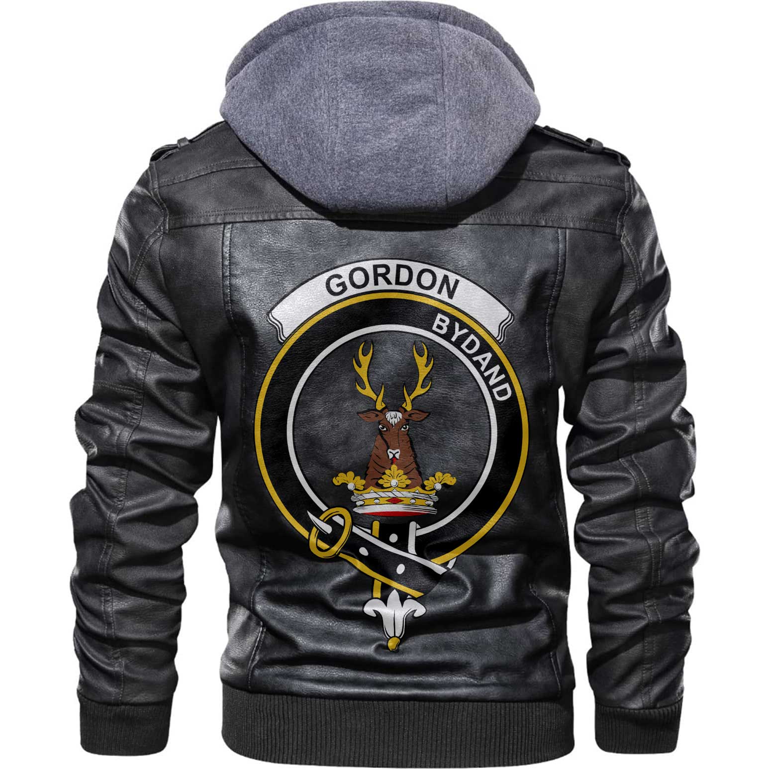 Clan Gordon Tartan Zip Leather Jacket Crest And Plaid Basic Style
