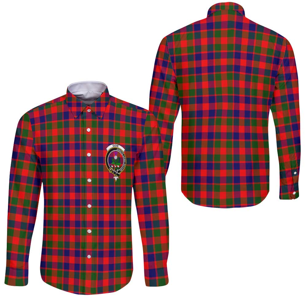 Clan Gow Tartan Long Sleeve Button Shirt Crest And Plaid Basic Style