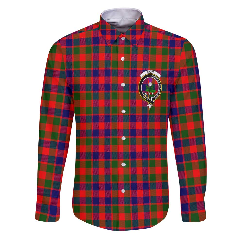 Clan Gow Tartan Long Sleeve Button Shirt Crest And Plaid Basic Style