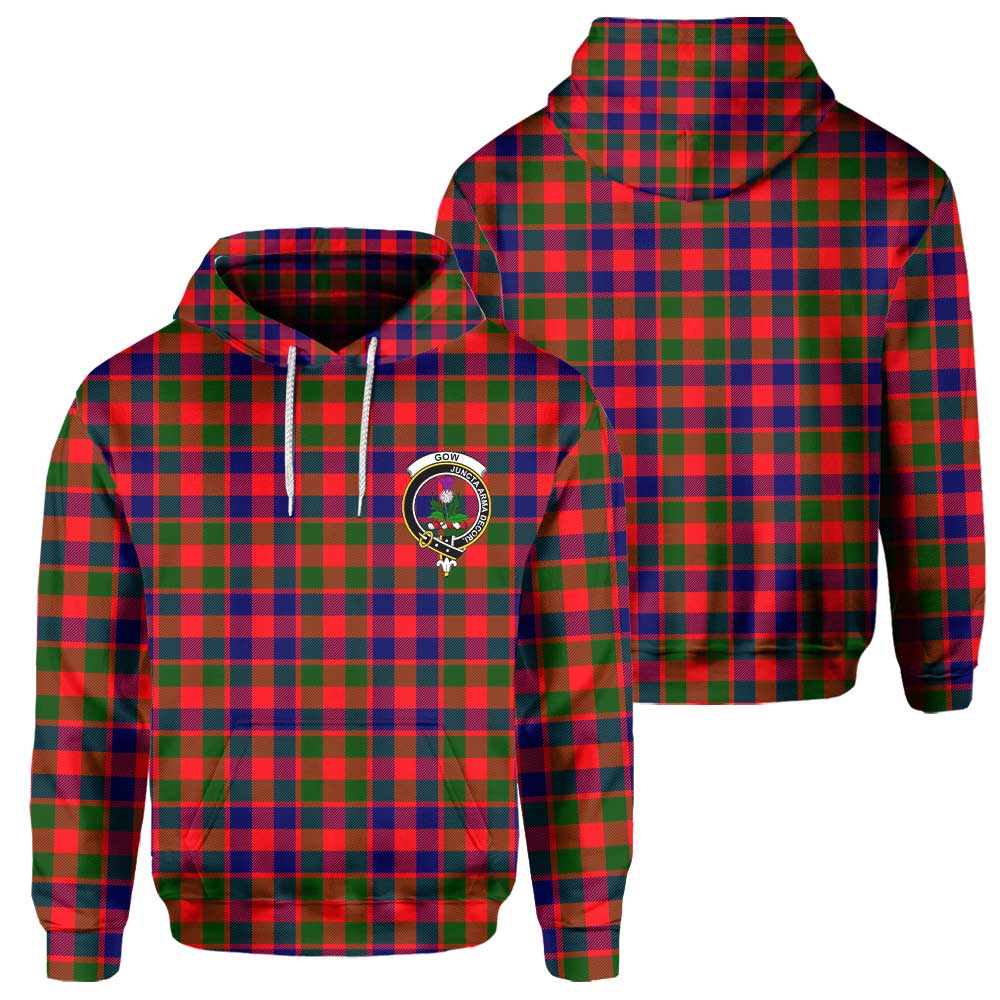 Clan Gow Tartan Men Hoodie Crest And Plaid Basic Style