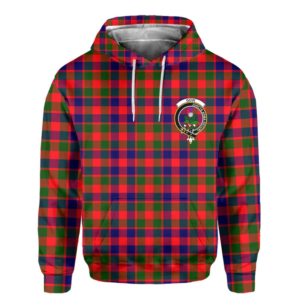 Clan Gow Tartan Men Hoodie Crest And Plaid Basic Style