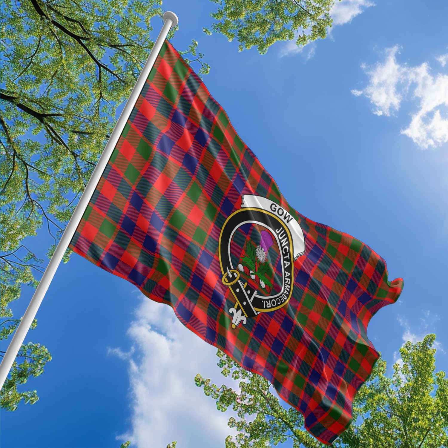 Clan Gow Of Skeoch Tartan Flag 1 Crest And Plaid Basic Style Tartan House Flag Crest And Plaid Basic Style