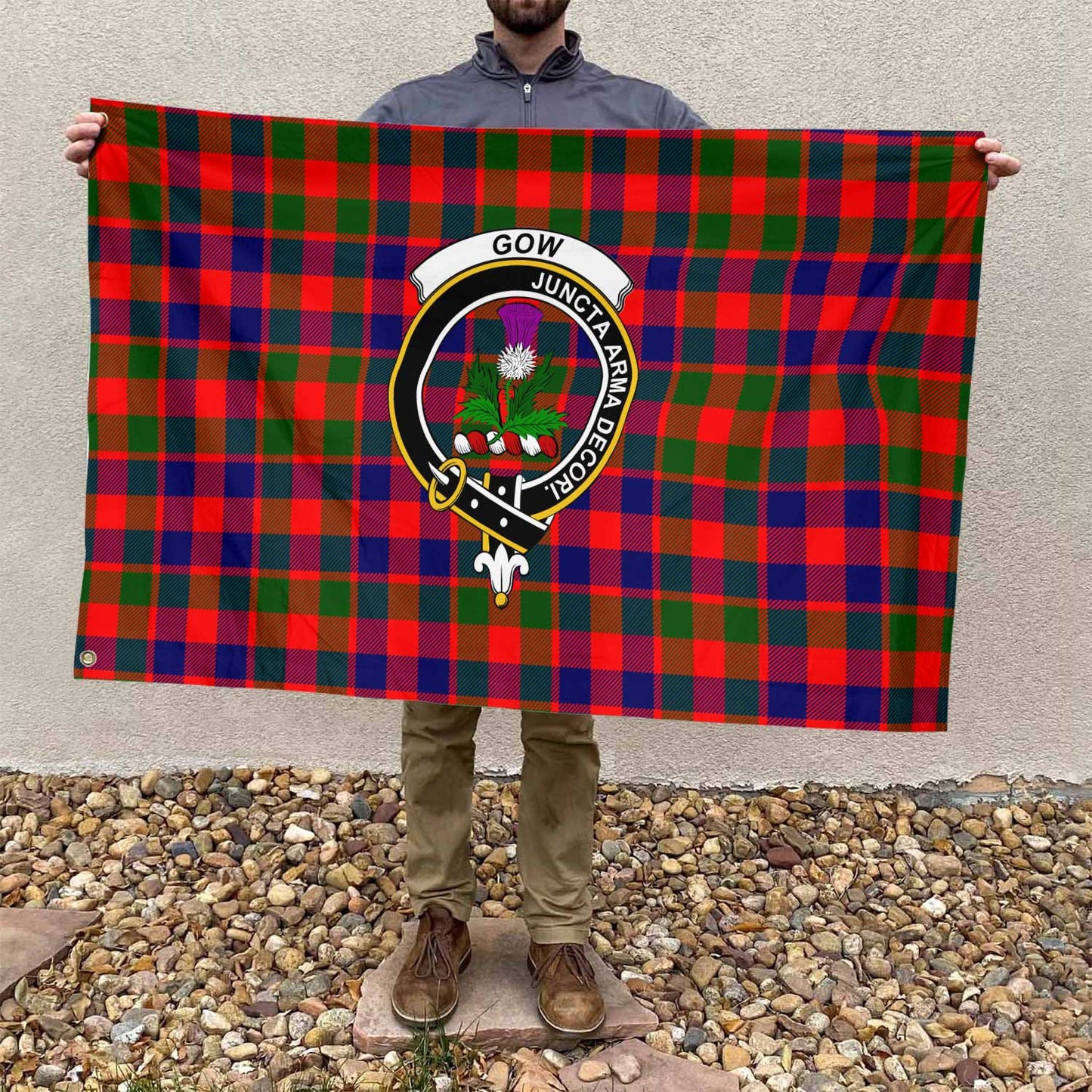 Clan Gow Of Skeoch Tartan Flag 1 Crest And Plaid Basic Style Tartan House Flag Crest And Plaid Basic Style