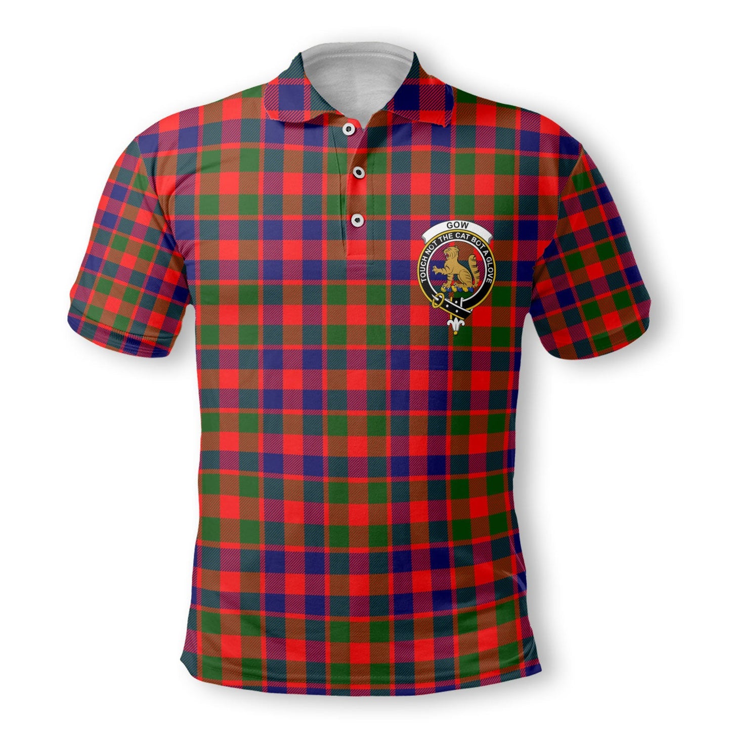 Clan Gow Of Skeoch Tartan Golf Men Polo Shirt Crest And Plaid Basic Style