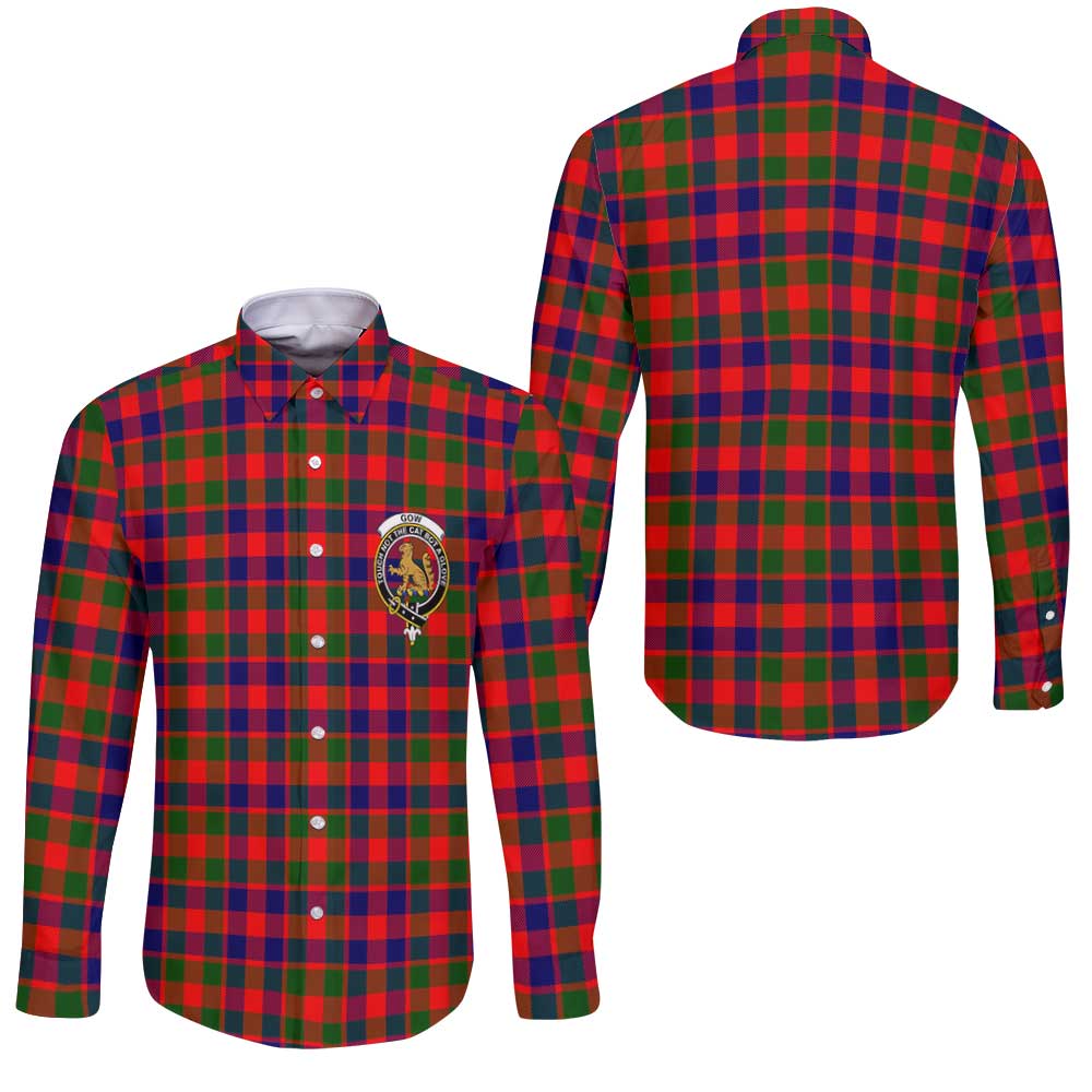Clan Gow Of Skeoch Tartan Long Sleeve Button Shirt Crest And Plaid Basic Style
