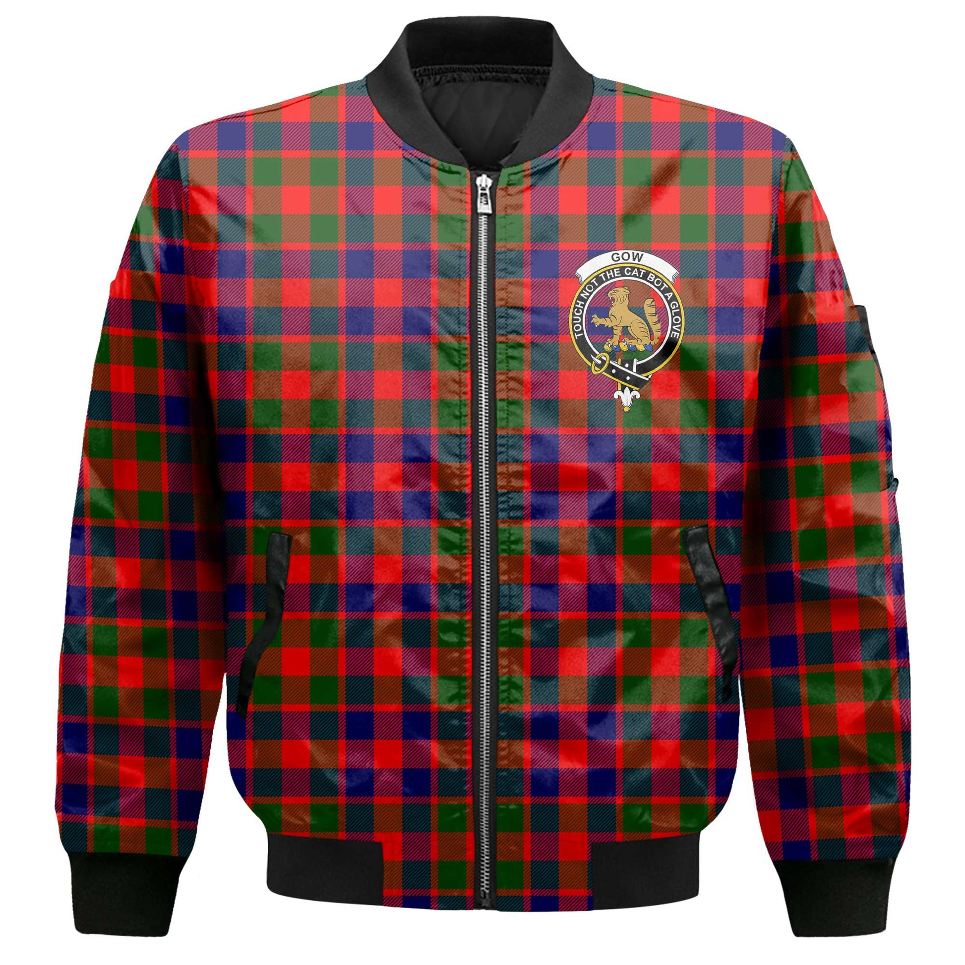 Clan Gow Of Skeoch Tartan Men Bomber Jacket Crest And Plaid Basic Style