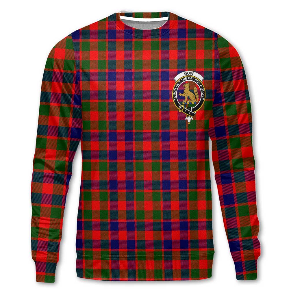 Clan Gow Of Skeoch Tartan Men Sweatshirt Crest And Plaid Basic Style