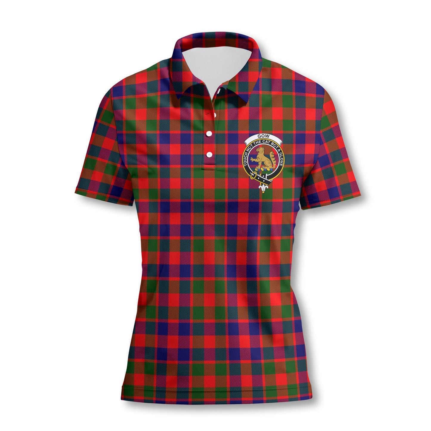 Clan Gow Of Skeoch Tartan Women Polo Shirt Crest And Plaid Basic Style