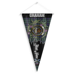 Clan Graham Tartan Felt Pennant Crest And Plaid Basic Style