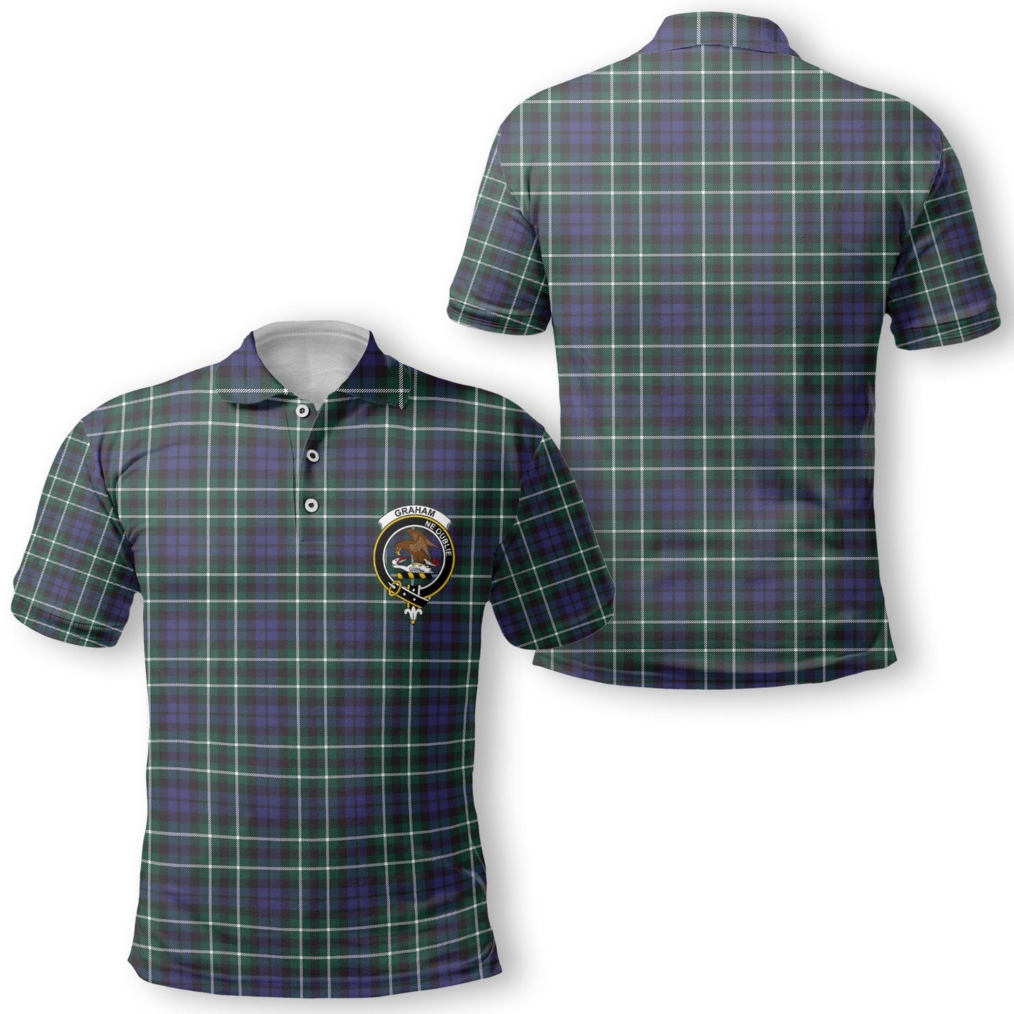 Clan Graham Tartan Golf Men Polo Shirt Crest And Plaid Basic Style