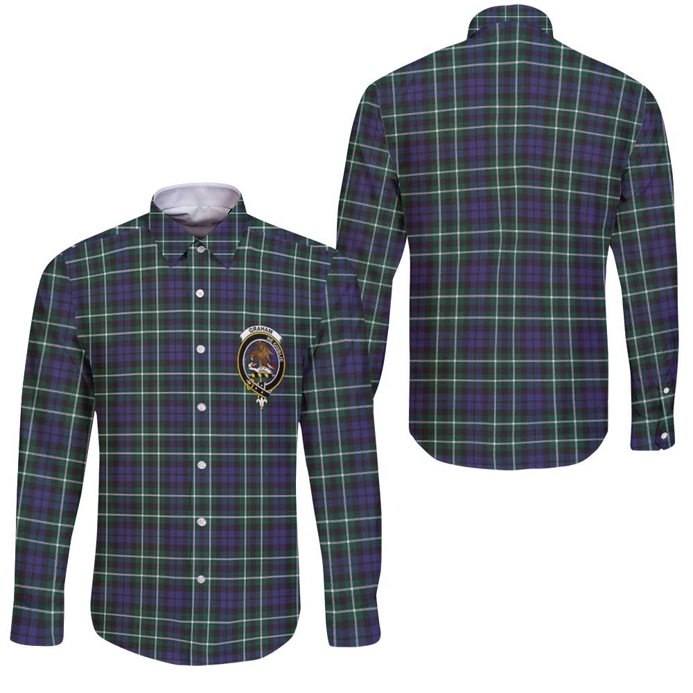 Clan Graham Tartan Long Sleeve Button Shirt Crest And Plaid Basic Style
