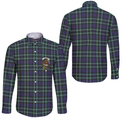 Clan Graham Tartan Long Sleeve Button Shirt Crest And Plaid Basic Style