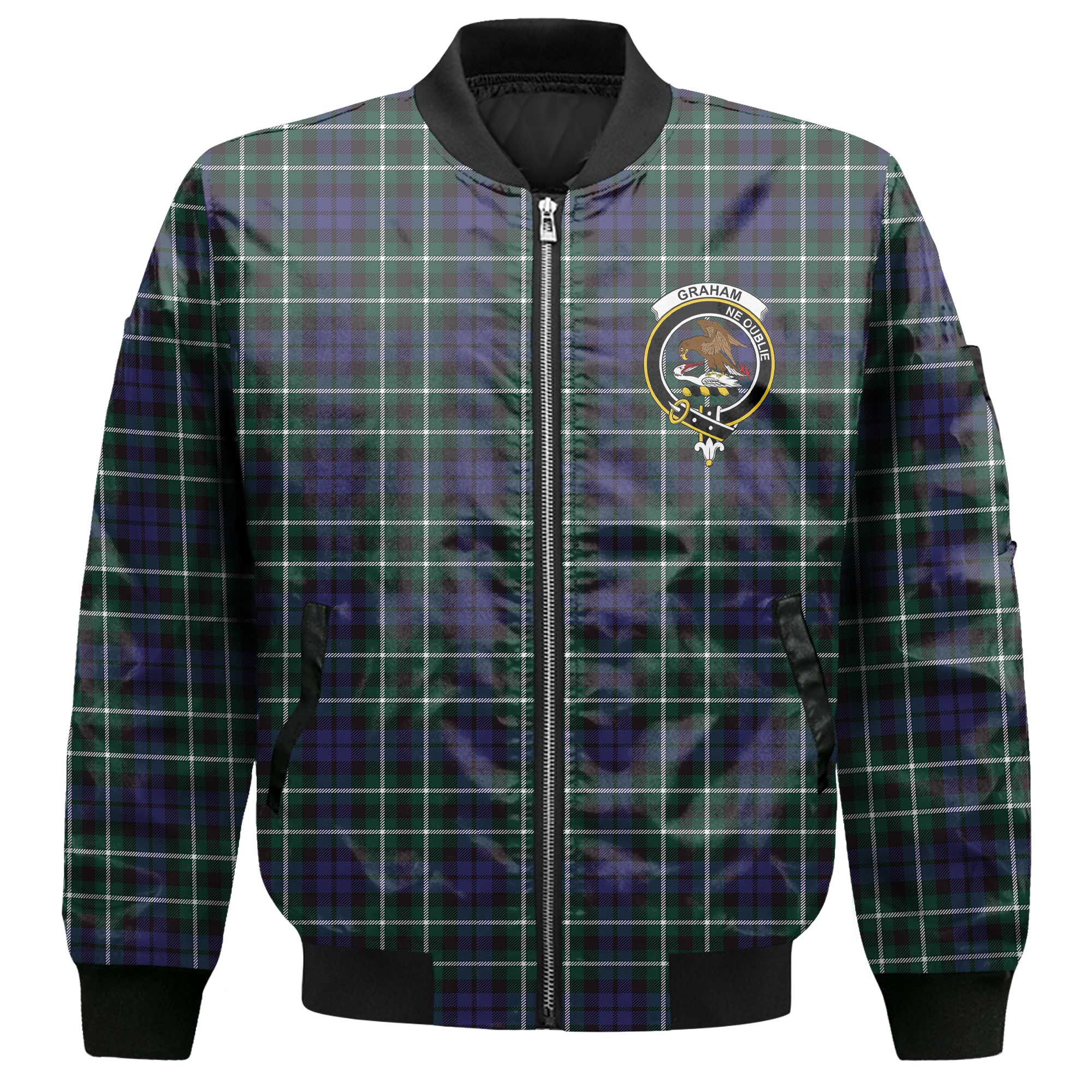 Clan Graham Tartan Men Bomber Jacket Crest And Plaid Basic Style