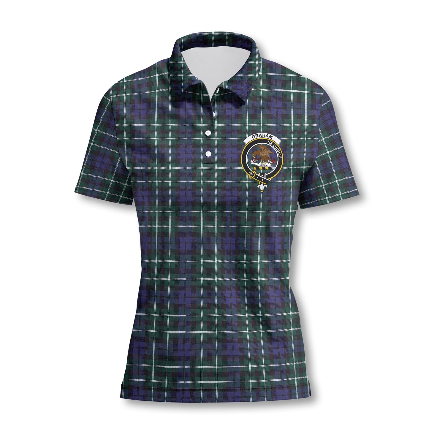 Clan Graham Tartan Women Polo Shirt Crest And Plaid Basic Style