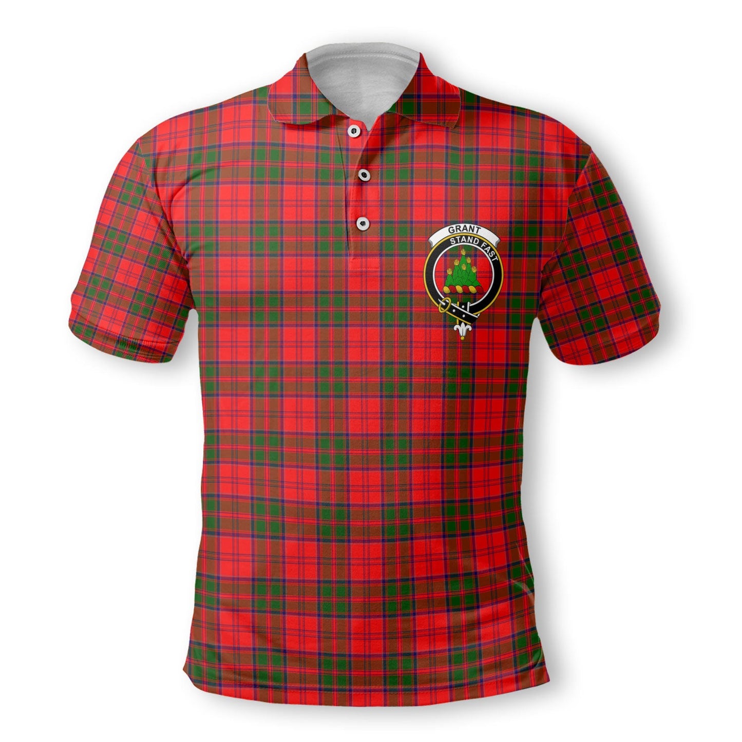 Clan Grant Tartan Golf Men Polo Shirt Crest And Plaid Basic Style