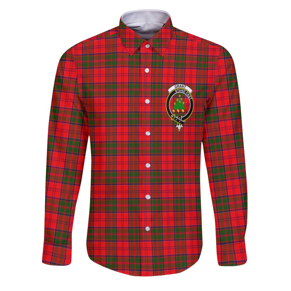 Clan Grant Tartan Long Sleeve Button Shirt Crest And Plaid Basic Style